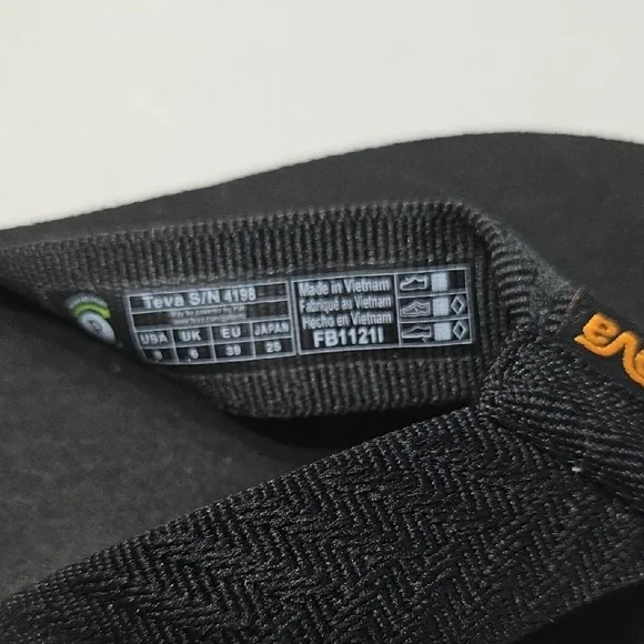 Teva Women's Mush II Flip Flop Thong Black Sandals with Orange Accents - Picture 2 of 3